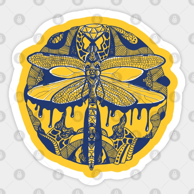 Navy Gold Circle of the Dragonfly Sticker by kenallouis